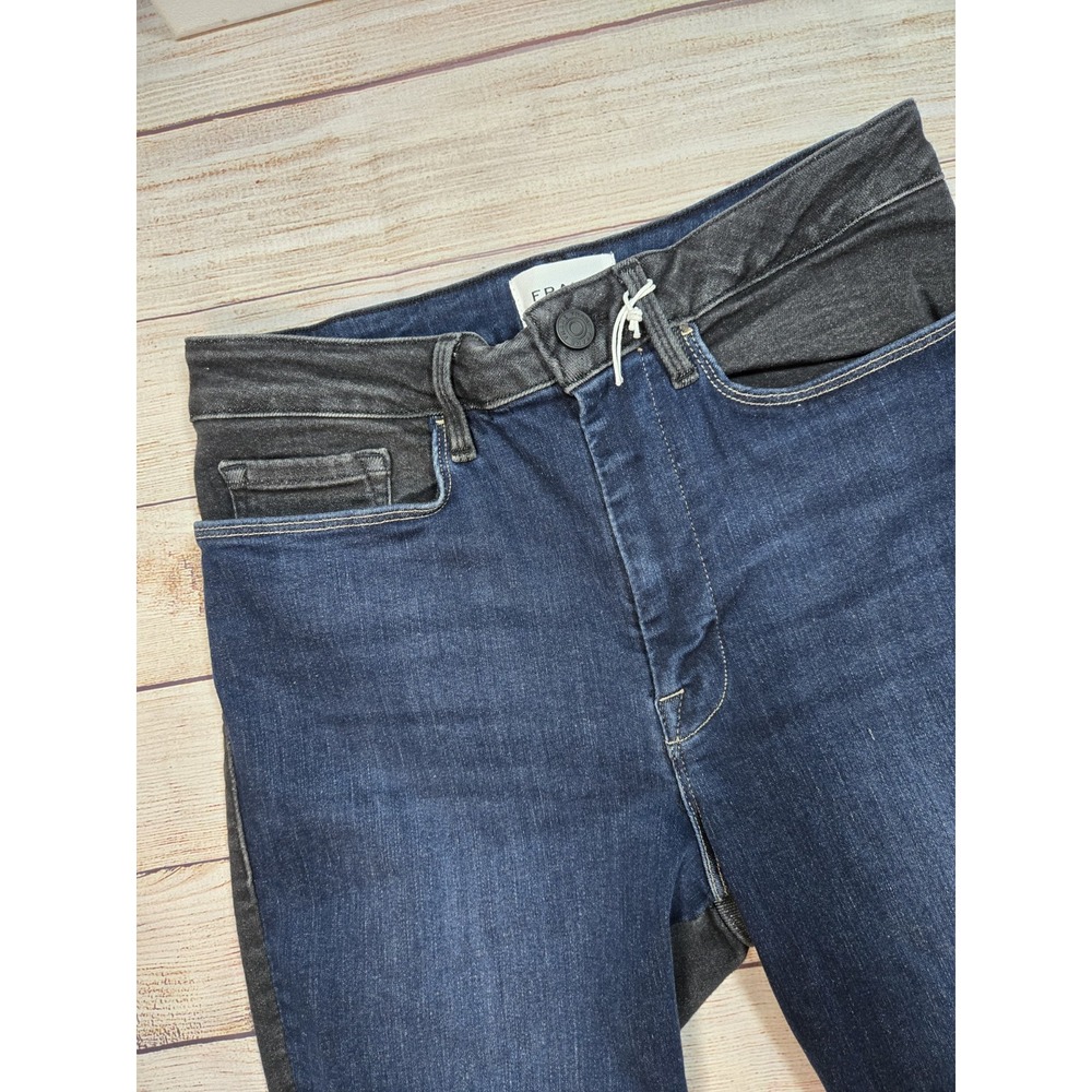 Frame Le One Skinny Jeans Women's Size 2 Teller Dual Wash Black Blue Denim NWT